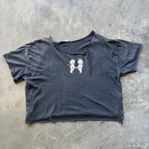 Urban Nation Part Devil Part Angel Cropped T-shirt Women's Black Tee No Size Tag